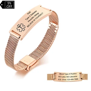 Personalisiertes medizinisches Alarm ID Armband Notfall Armreif Armband wasserdicht - Bild 1 von 26