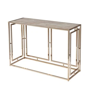 44 Champagne and Gold Faux Marble Frame Console Table - Picture 1 of 1