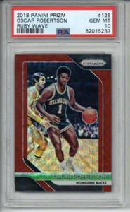 2018 PANINI PRIZM RUBY WAVE #125 OSCAR ROBERTSON CARD BUCKS PSA 10 POP 1 - Picture 1 of 2