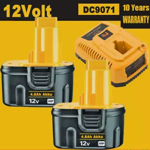 1/2Pack 12 Volt 4.8Ah For DEWALT DC9071 4.8AH Battery DW9071 DW9072 DC9740 DW940 - Picture 1 of 13