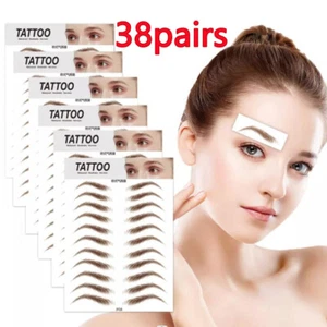 38 Pairs Eyebrow Tattoo Sticker False Eyebrows Waterproof Long Lasting Makeup US - Picture 1 of 5