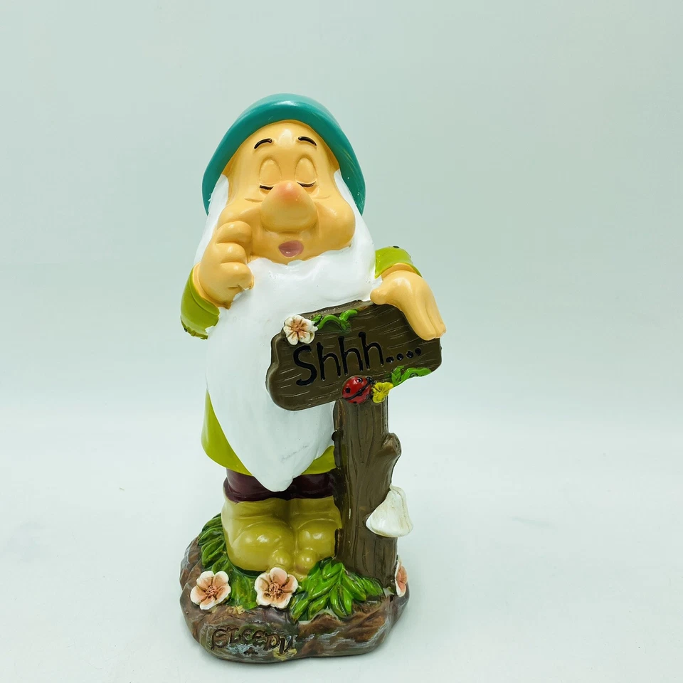 Sleepy Garden Statue 7.5" Disney Snow White and the Seven Dwarfs Shhh.... Resin