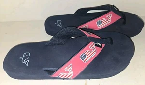Vineyard Vines Flip Flops Mens Pink American Flag Foam Slip On Sandals Sz. 8 - Picture 1 of 6