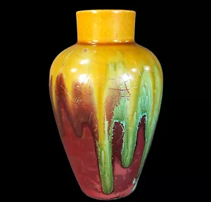 FINE, VERY RARE TORQUAY TERRACOTTA COMPANY TRAILED ON METALIC LUSTRE GLAZE VASE - Picture 1 of 9