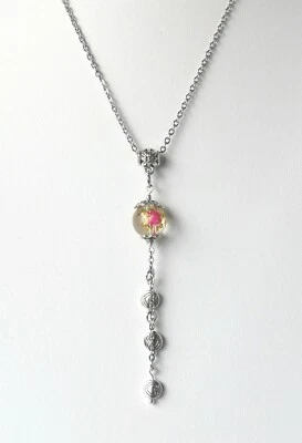 Orientalische klare Perle & Herz Anhänger silberfarben Halskette Unikat Handarbeit - Bild 1 von 3