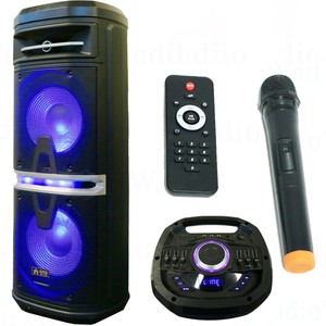 2000W Dual 10" Rechargeable Powered Speaker DJ PA Karaoke System Bluetooth w/LED