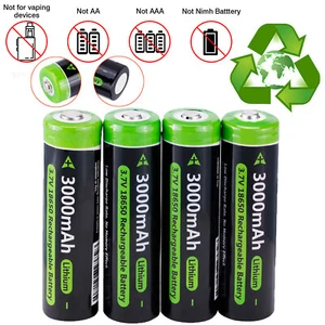 Convex Top 3.7V Battery Rechargeable Batteries for Flashlight Headlamp Toys Lot - Picture 1 of 21