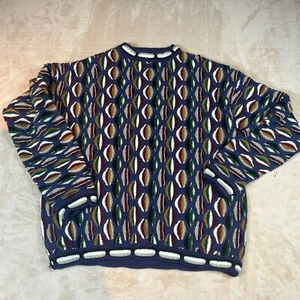 Vintage Bergati Pullover Herren 3D Struktur Biggie Cosby Hip Hop Größe L Bunt - Bild 1 von 6