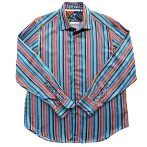 Robert Graham XL mehrfarbig gestreift Flip Manschette Herren Langarm Knopfleiste Hemd - Bild 1 von 7