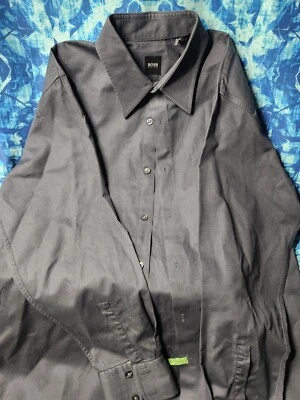 Boss Hugo Mens  Long Sleeve Button Down Shirt  Dark Gray Size XL - Image 1 of 4