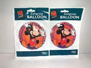 Mickey Mouse Glückwunsch 2er Set Luftballons Folie Mylar Helium 1997 Neu im Karton - Bild 1 von 7