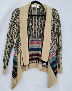 Cato Staring at Stars Draped Open Cardigan Sweater Aztec Design Size Small - Picture 1 of 14
