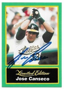 JOSE CANSECO Autographed Signed 1989 CMC Baseball card #6 Oakland A's COA