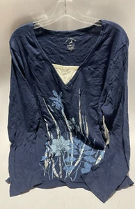 White Stag Women's White Navy Floral Shirt Top Blouse Size XXL 20 - Picture 1 of 3