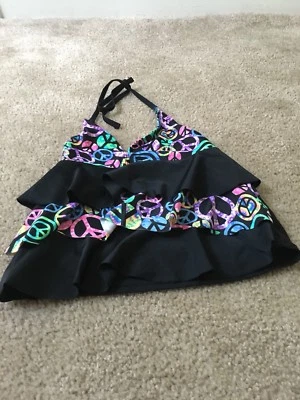  1pc Xhilaration Girls Printed Swim Halter Top Tank Tie Neck Size Large - Image 1 of 4
