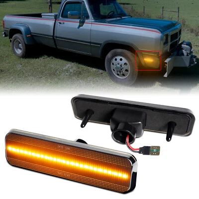 For 72-93 Dodge RAM Truck Ramcharger CHARGER Smoked Front LED Side Marker Light - Image 1 of 4