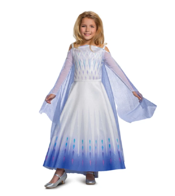 Deluxe Disney Frozen 2 Elsa Snow Queen Halloween Costume Dress M 7-8