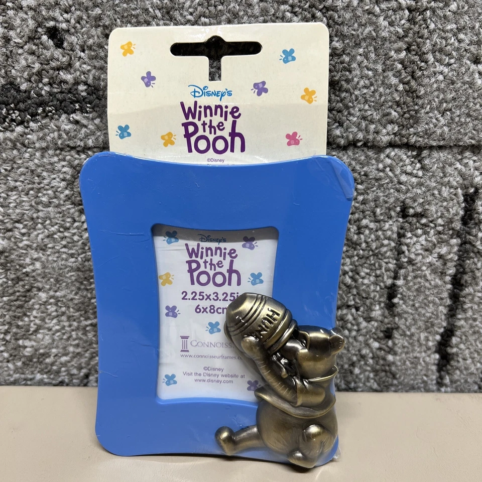 WINNIE THE POOH:  In Blue Picture Frame (2.25 X 3.25) DISNEY'S (New) - Image 1 of 4