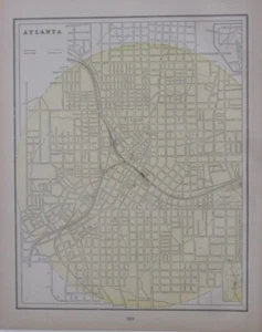 Original 1897 Map ATLANTA Streetcar Lines Railroads Cotton Factories Georgia - Picture 1 of 13