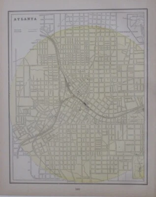 Original 1897 Map ATLANTA Streetcar Lines Railroads Cotton Factories Georgia - Image 1 of 4