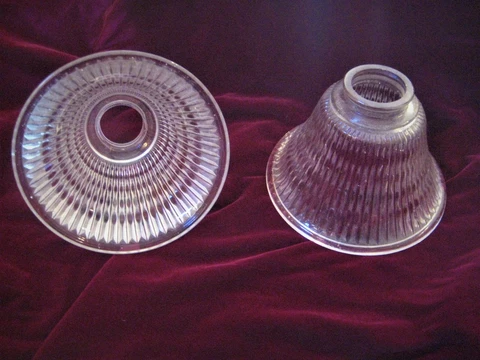 PAIR Ribbed glass shades 2 1/4 fitter,  Chandelier , pan light or sconces Cover