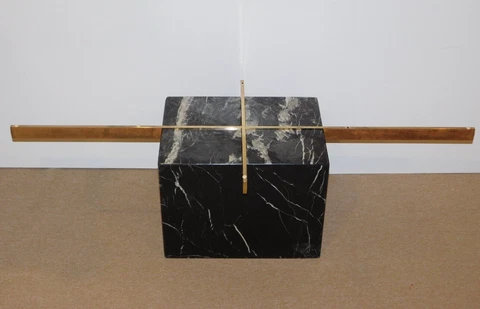 Vintage Artedi Mid Century Modern Italian Marble Brass Coffee Table Base Retro Cover