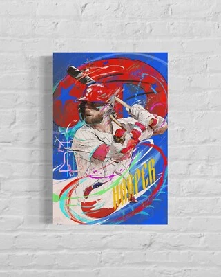 Lienzo estampado Bryce Harper | Philadelphia Phillies | Arte de pared deportivo | Decoración de pared Foto 1 de 4