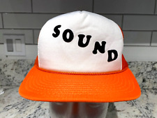 SOUND Vintage 80's Audio Engineer Orange White Trucker Rope Snapback Hat RARE!