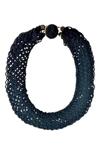 Collana COPPOLA e TOPPO Vintage Originale Made in Italy Perline Nere - Foto 1 di 6