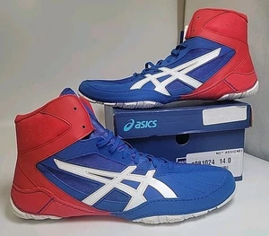 Asics Mat Control 1081A022 Größe 14 Sneaker Herren Rot Blau Weiß Ringerschuhe  - Bild 1 von 5