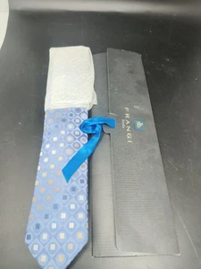 Stunning NEW & Boxed Tie Rack Frangi Blue Check Tie Italy - Picture 1 of 4