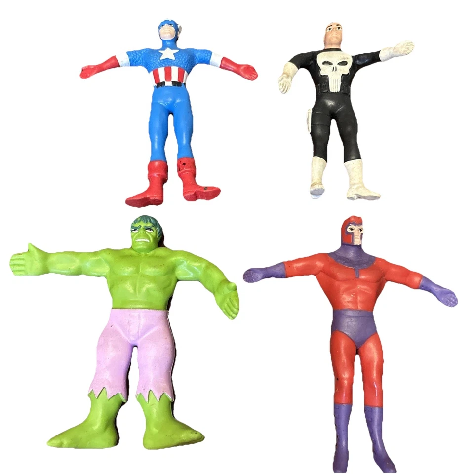 Lote (4) Figuras Bendy Vintage Marvel Just Toys Hulk Magneto Punisher Cpt America Foto 1 de 4