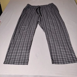 Nautica Mens Super Soft Fleece Lounge Pajama Pants Black Gray Plaid XL (35"x27") - Picture 1 of 11