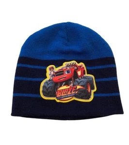 Toddler Boys Blaze And The Monster Truck Beanie Knit Winter Hat Blue Black - Picture 1 of 2