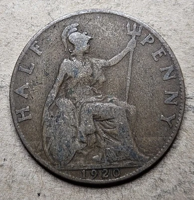 Great Britain Half Penny - 1920 - Bronze Coin - KM#809 - British - UK - England - Image 1 of 2
