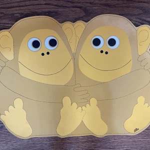 Vintage gelbe Affen Vinyl Tisch Tischset Mid Century Gedecke Stotter Kinder - Bild 1 von 4