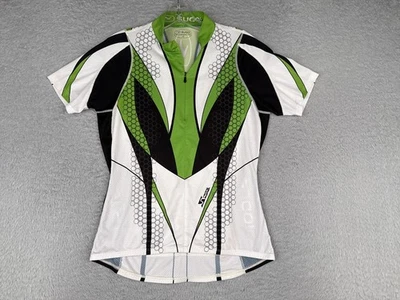 Sugoi Cycling Jersey Women Large Black Whit Green 1/2 Zip Short Sleeve Polyester - Image 1 of 4