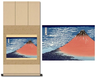 Hanging scroll by Hokusai Katsushika Red Fuji  Japanese-style Kakejiku - Image 1 of 4