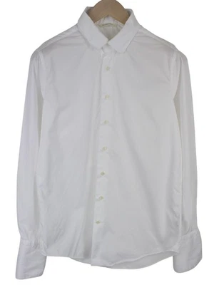 Suitsupply Uomo Camicia Formale ~ S Bianco Puro Cotone a Bottoni Slim Lungo - Immagine 1 di 4