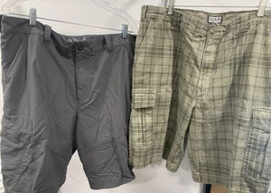 Lot Of 2 Izod Cargo & Under Armour Shorts Size 40 Hike Work Gray & Check - Picture 1 of 19