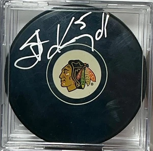 Steve Konroyd autographed Chicago Blackhawks Souvenir Puck / SE COA - Picture 1 of 2