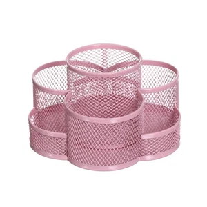 360 Rotatable Metal Mesh Desktop Pen Holder Pencil Holder Pencil Organizer Pink - Picture 1 of 9