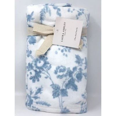 Juego de toallas de mano de baño florales Laura Ashley 2 piezas azul blanco baño nuevo con etiquetas Foto 1 de 4