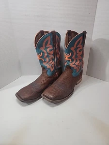 AUTHENTIC HOOEY TWISTED X BULL LEATHER BOOTS MEN'S 13EE AQUA ORANGE AWESOME - Picture 1 of 8
