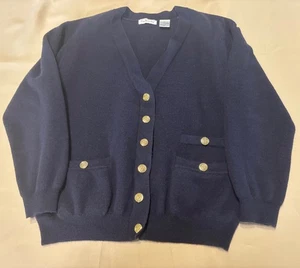 Talbots Strickjacke Damen groß dunkelblau 100% Merinowolle Goldknöpfe Vintage - Bild 1 von 15