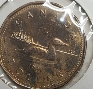 1991 Canada $1 Dollar Coin Uncirculated Loonie - Picture 1 of 3
