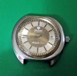 Vintage Nivada Acciaio Inox Antartico Sole Data Auto. 40mm X 40mm - Foto 1 di 4