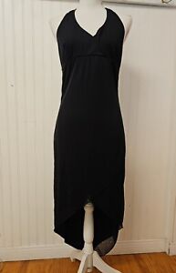 Vintage 80's Halter Dress Long Black Retro Goth XL polyester 