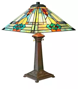 Tiffany Style Mission Stained Glass Table Desk Lamp Arts & Crafts ONE THIS PRICE - Picture 1 of 3