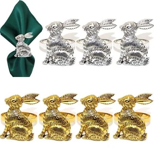 Easter Bunny Napkin Rings Set of 8 Spring Party Table Decor Napkin Holder - Picture 1 of 7